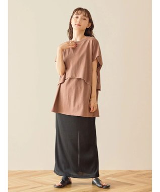 AMERICAN HOLIC レイヤードフレンチスリーブカットチュニック Brown