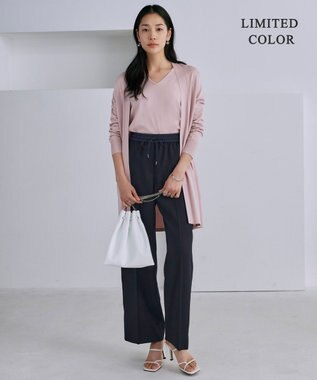 ICB 【洗える】シンセティックハイゲージ ロングカーディガン ピンク系[WEB限定]