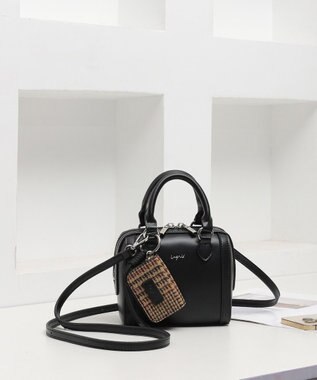 style code 【Ungrid/アングリッド】ケースチャーム付　チェックコンビ ミニボストンバッグ ブラック