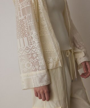 GRACE CONTINENTAL キカレースフード付トップ キナリ