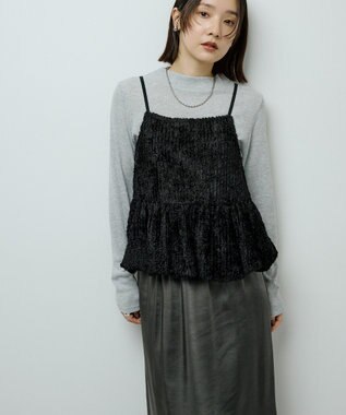 Green Parks 表面感ベロアバルーンキャミビスチェ Black