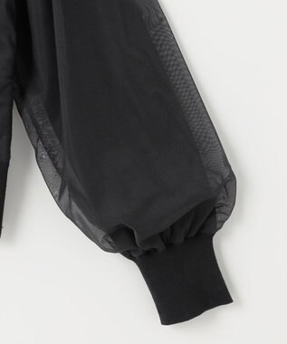 ANY SIS 【洗える】チュールレイヤードニット ブルゾン ブラック