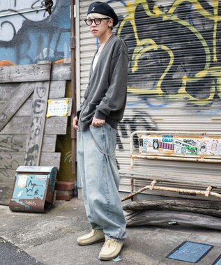 WEGO 【ユニセックス着用ITEM】ケミカルスウェットカーディガン ブラック