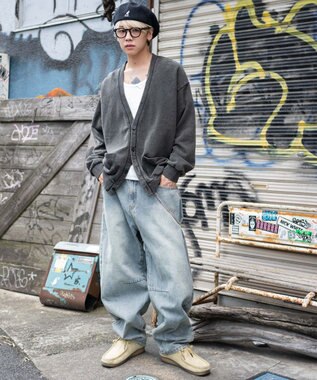 WEGO 【ユニセックス着用ITEM】ケミカルスウェットカーディガン ブラック