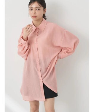 earth music&ecology シアーボーイズライクシャツ Pink