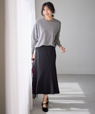 ANY 【ウエストゴム】ライトツイードマーメーイドスカート ブラック