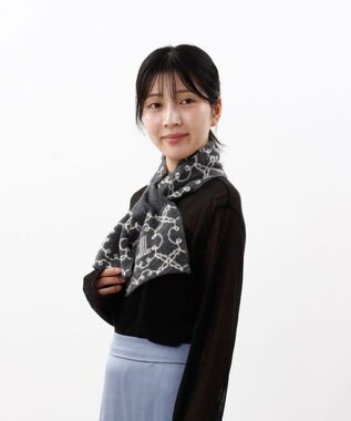 AURORA 【 LANVIN COLLECTION（ランバン コレクション） 】カシミヤ100%ニットキャンディーマフラー(WASH) ミディアムグレー