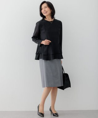 23区 S 【洗える】テプラマットシフォン ブラウス ブラック系