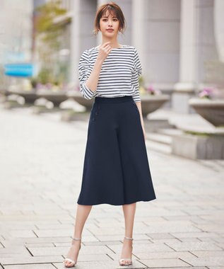 組曲 【洗える】ライトツイルストレッチセーラー パンツ ネイビー系