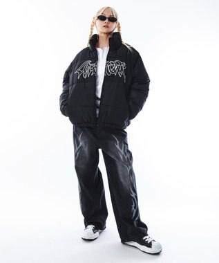 WEGO 【ユニセックス着用ITEM/MLサイズ展開】パファーグラフィックブルゾン ブラック