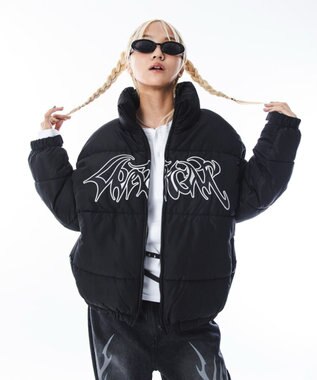 WEGO 【ユニセックス着用ITEM/MLサイズ展開】パファーグラフィックブルゾン ブラック