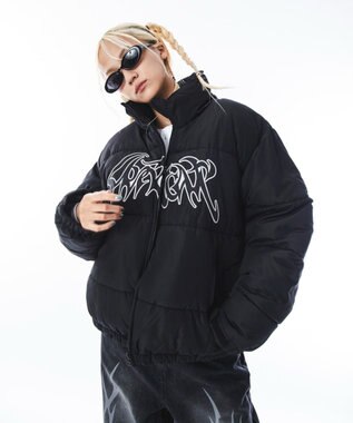 WEGO 【ユニセックス着用ITEM/MLサイズ展開】パファーグラフィックブルゾン ブラック