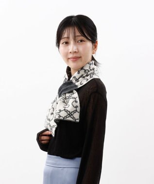 AURORA 【 LANVIN COLLECTION（ランバン コレクション） 】カシミヤ100%ニットキャンディーマフラー(WASH) ミディアムグレー