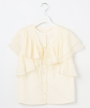 Feroux 【2WAY】フリルコンビ ブラウス アイボリー系