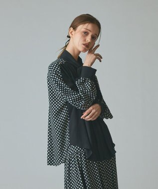 GRACE CONTINENTAL ドットコンビブラウス ブラック