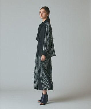 GRACE CONTINENTAL ドットコンビブラウス ブラック