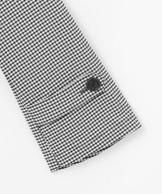 J.PRESS LADIES S 【洗える】Lightストレッチギンガム ダブル トレンチコート ブラック×ライトグレーギンガム系