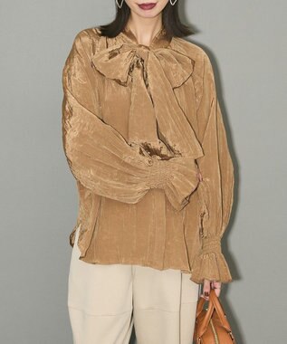 Green Parks ボウタイリボンブラウス Brown