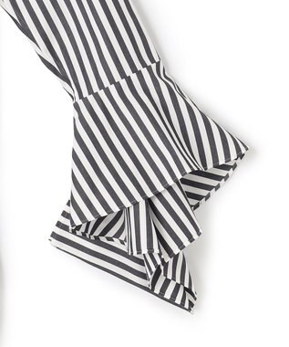 BEIGE， PERSIMMON / バンドカラーシャツ Black Stripe