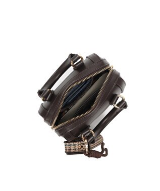 style code 【Ungrid/アングリッド】ケースチャーム付　チェックコンビ ミニボストンバッグ ダークブラウン