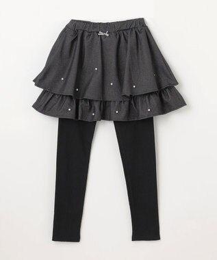 ANY KIDS パール×デニムニットスカッツ ブラック