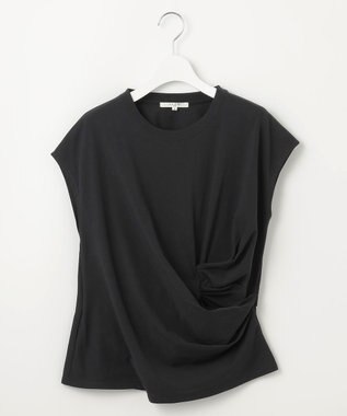 23区 【SLOW/一部店舗限定】MVSコットン カシュクールデザイン Tシャツ ブラック系