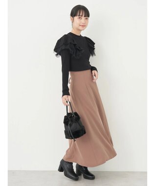 earth music&ecology ショルダーチュールレースプルオーバー Black