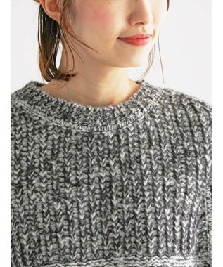 Te chichi ループ編みポンチョ グレー