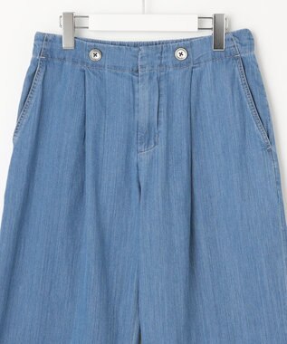 J.PRESS LADIES L 【洗える】5ozバージラコンパクト ワイド パンツ ダルブルー系