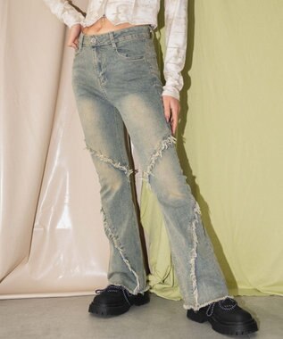 WEGO ブーツカットフリンジデニム デニムインディゴ