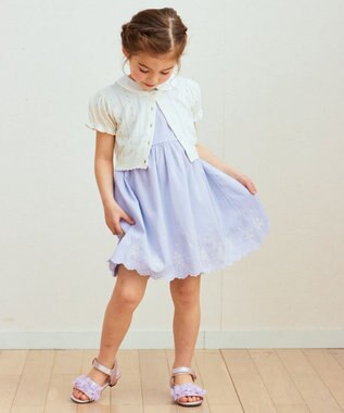 ANY KIDS 半袖 ニット カーディガン オフホワイト