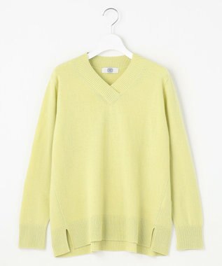 J.PRESS LADIES L 【洗える】CASHMERE BLEND Vネック プルオーバーニット ピスタチオ系