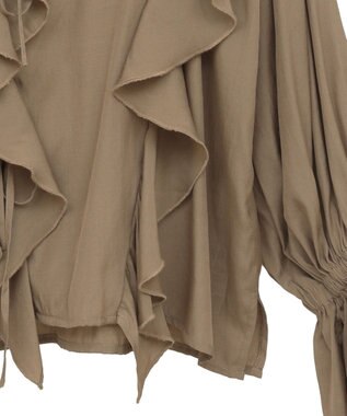 YECCA VECCA ラッフルリボンロングブラウス Camel