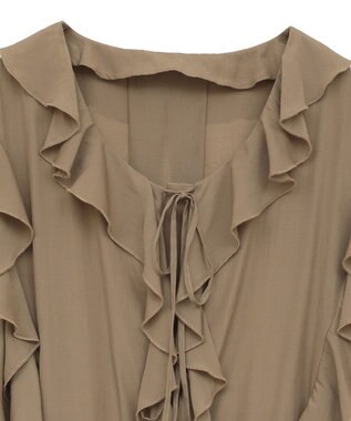 YECCA VECCA ラッフルリボンロングブラウス Camel