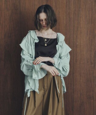 YECCA VECCA ラッフルリボンロングブラウス Light Green