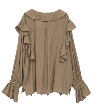 YECCA VECCA ラッフルリボンロングブラウス Camel