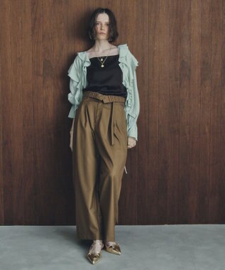 YECCA VECCA ラッフルリボンロングブラウス Light Green