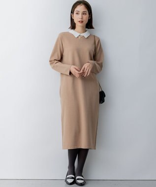 組曲 【新色追加！】Elena襟付き ニットワンピース キャメル系