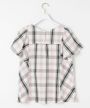 ANY SIS 【洗える】チェックフレア ブラウス オフホワイトベース