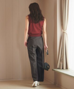 Feroux 【洗える】サイドオープンスラックス パンツ グレー系