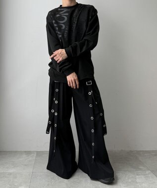 WEGO エンボスグラフィックT(LS) ブラック