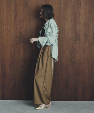 YECCA VECCA ラッフルリボンロングブラウス Light Green