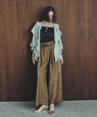 YECCA VECCA ラッフルリボンロングブラウス Light Green