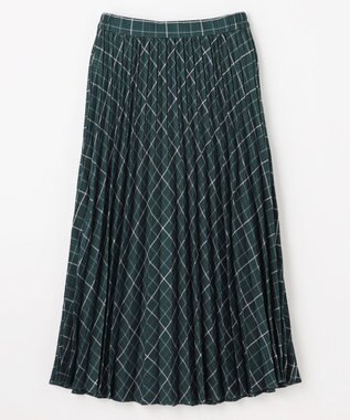 ANY 【新色追加/ウエストゴム】ウーリッシュプリーツスカート グリーン系チェック