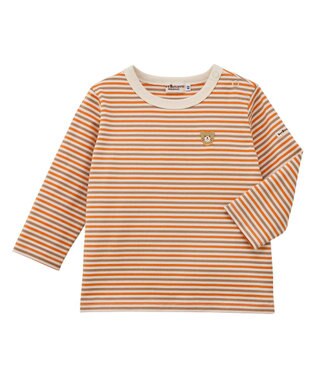 MIKI HOUSE HOT BISCUITS ワンポイント刺繍 みじんボーダー 長袖Tシャツ