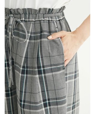 Green Parks 綿麻混バギーパンツ Check Black