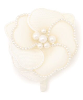 23区 パールトリミング コサージュ アイボリー系
