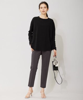 ICB L 【セットアップ対応・洗える】コットンコンプレッシャー テーパードパンツ ミディアムグレー系