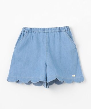 ANY KIDS 裾スカラップ ショートパンツ ブルーデニム