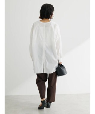 Green Parks 綿麻混タックテーパードパンツ Brown